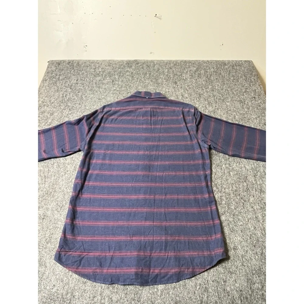 J CREW Shirt Mens Large Blue Brushed Twill Button Long Sleeve Striped Red‎